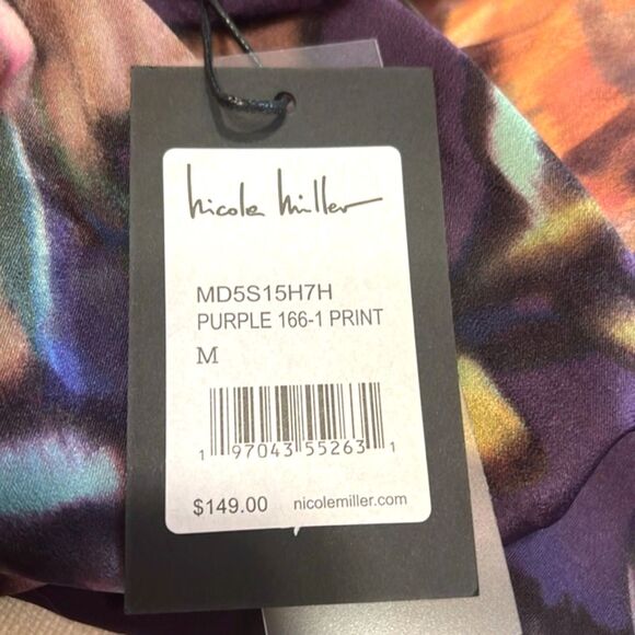 Nicole Miller Maxi Dress M Purple Floral Boho Pockets Shelf Bra NWT Fall Style - Picture 8 of 12